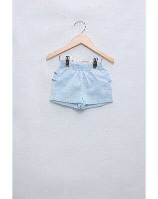 Shorts de algodão azul bebê |12-18 meses