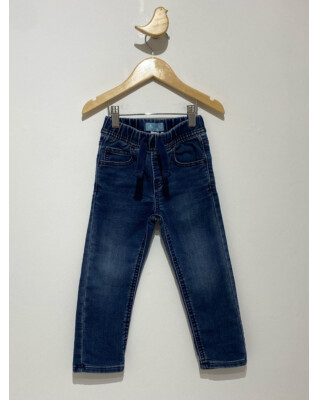 Calça jeans cós elástico azul marinho | 3 anos