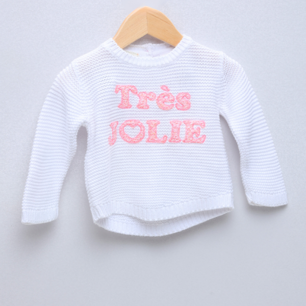 Suéter de tricô branco 6 meses