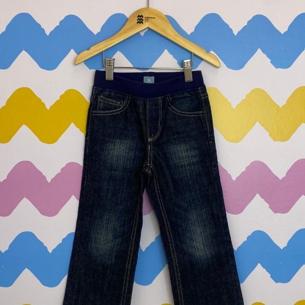 Calça jeans cós elástico azul