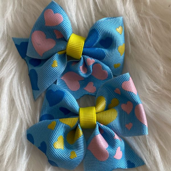 Kit laços para cabelo infantil corações