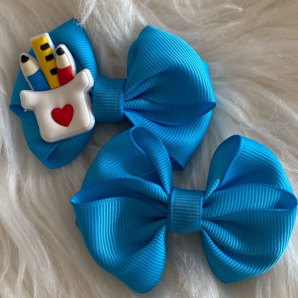 Kit de laços de cabelo infantil azul
