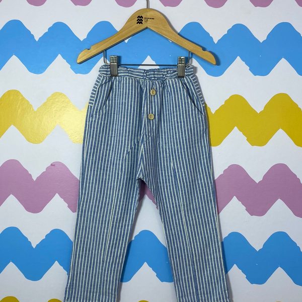 Calça listrada de linho