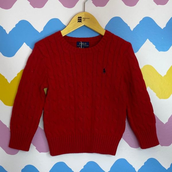 Suéter vermelho de tricô 3 anos