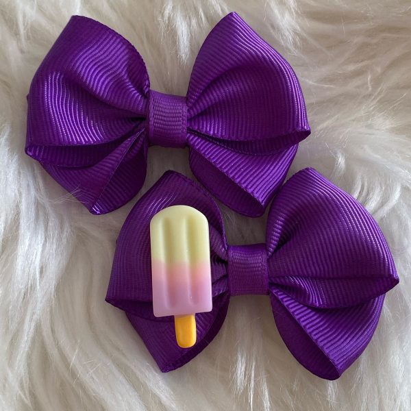 Kit de laços de cabelo infantil com detalhe de sorvete
