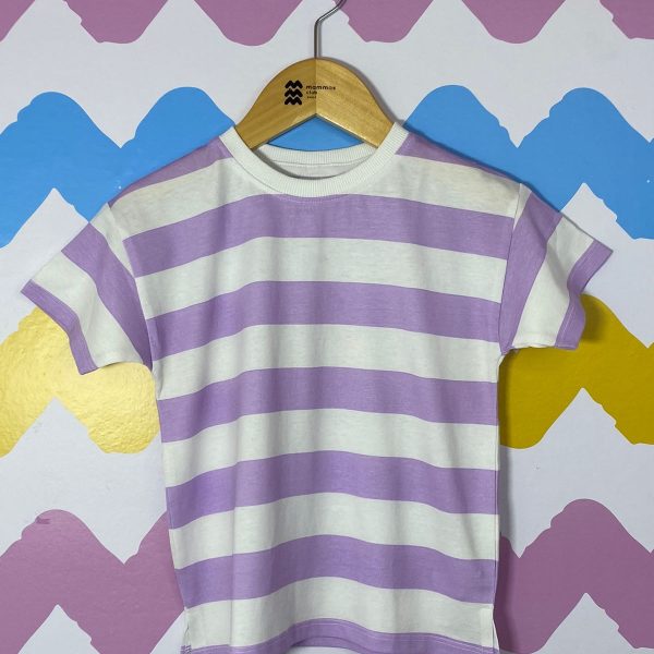 Camiseta listrada lilás 2 anos