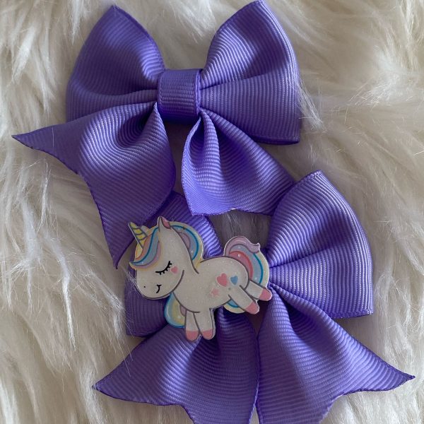 Kit de laços de cabelo infantil com detalhes de unicórnio