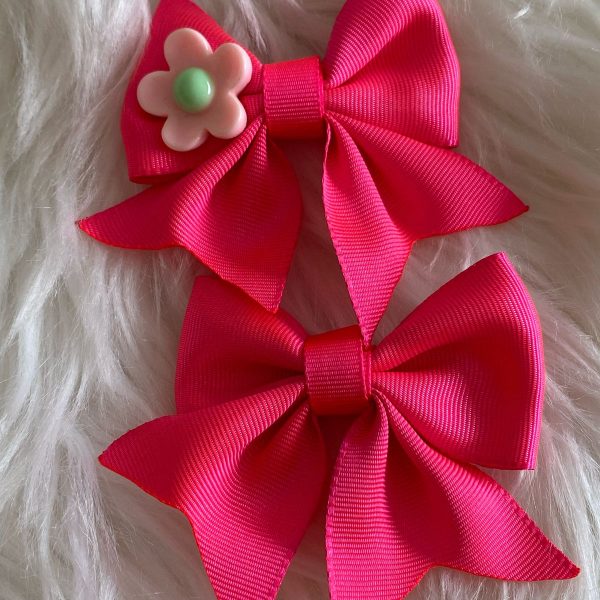 Kit de laços de cabelo infantil com detalhe de flor
