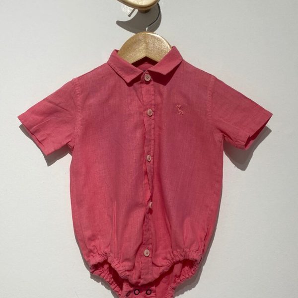 Camisa body rosa de linho