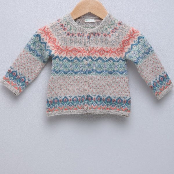 Cardigan de lã colorido 12 meses
