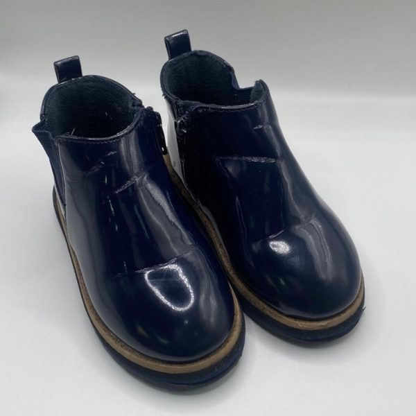 Bota verniz azul cano curto