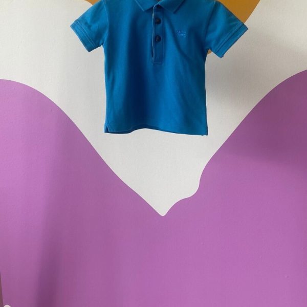 Camiseta gola polo azul 6 meses