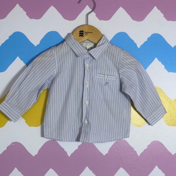 Camisa listrada lilas e rosa