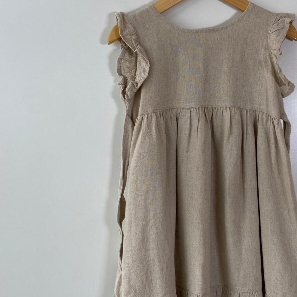 Vestido de linho caqui 2 anos