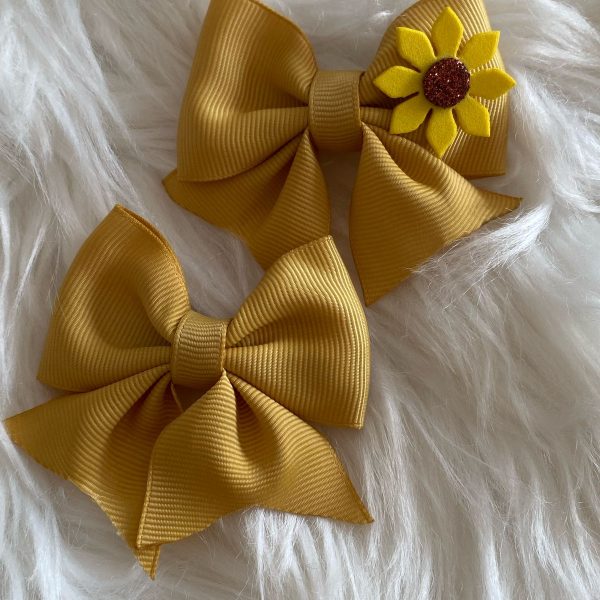 Kit de laços de cabelo infantil amarelo
