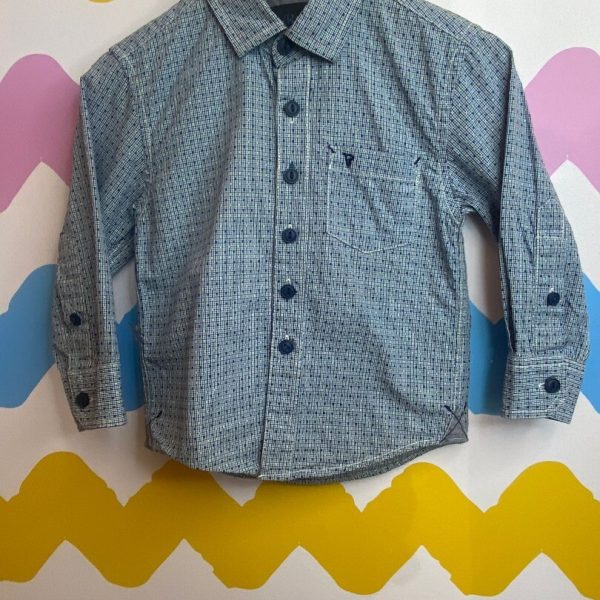 Camisa de algodão azul 12 meses